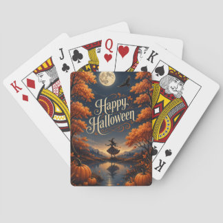 Gelukkig Halloween Betoverde Herfst Pompoen Pokerkaarten