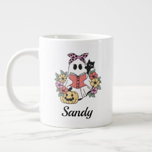 Gelukkig Halloween bloemig schattig spook monogram Grote Koffiekop