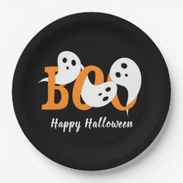 Gelukkig Halloween Boe Geesten Zwart Papieren Bordje