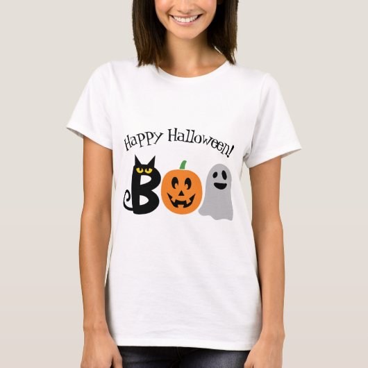 Gelukkig Halloween Boo T-shirt (Voorkant)