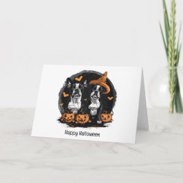 Gelukkig Halloween Boston Terrier Honden Feestdagen Kaart
