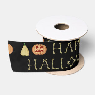 Gelukkig Halloween Bot Letters Zwart Satijnen Lint