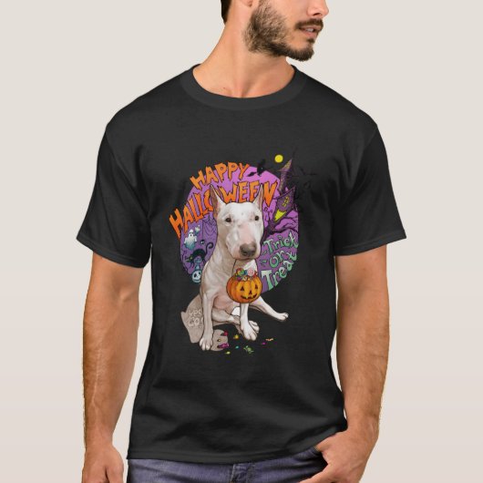 Gelukkig Halloween Bull Terrier Kostuum Leuke Bull T-shirt (Voorkant)