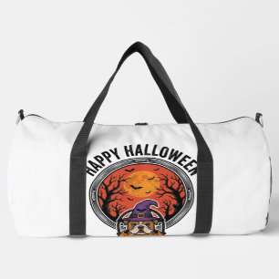Gelukkig Halloween Bulldog Heks Pompoen Vintage T- Plunjezak