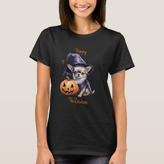 Gelukkig Halloween Chihuahua Heks T-shirt (Voorkant)
