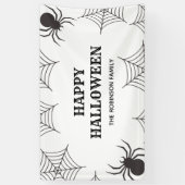 Gelukkig Halloween Cobweb Spinnen Zwart & Wit Part Spandoek (Verticaal)