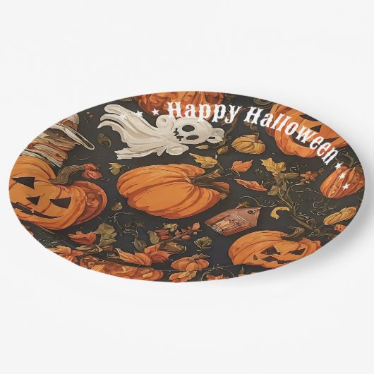 Gelukkig  Halloween Collectie Papieren Bordje (Gekanteld)