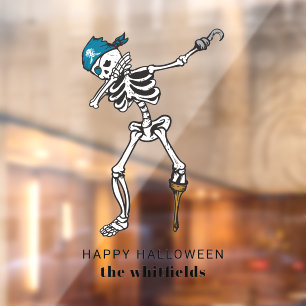 Gelukkig Halloween Dabbing Skelet Piraat Raamsticker