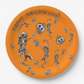 Gelukkig Halloween Dancing Skelet Danse Macabre Papieren Bordje (Voorkant)