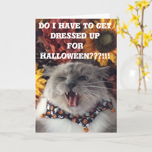 Gelukkig Halloween/de Knorrige kaart van de Kat (Gele Bloem)
