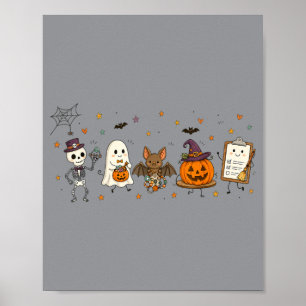 Gelukkig Halloween Doodle Griezels Pompoen Poster
