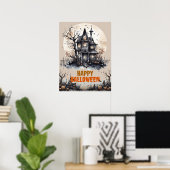 Gelukkig Halloween Eerie spookhuis Poster (Thuiskantoor)