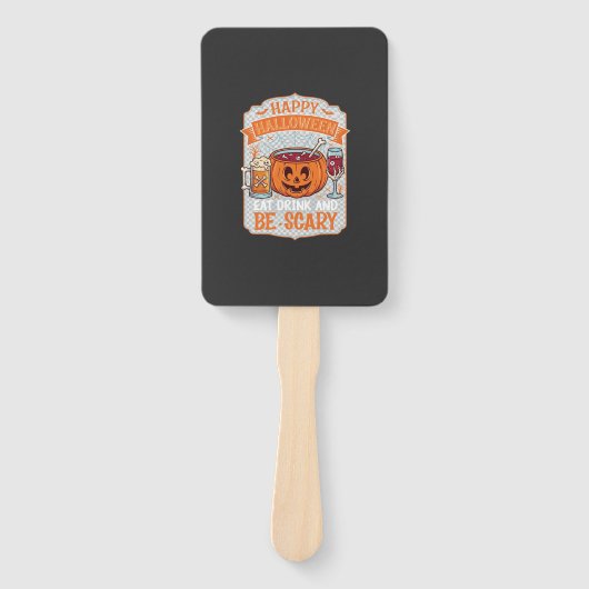 Gelukkig Halloween Eet Drink Wees Eng Pompoen Kete Handwaaier (Voorkant)
