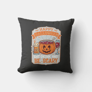 Gelukkig Halloween Eet Drink Wees eng Pompoen Kete Kussen
