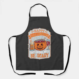 Gelukkig Halloween Eet Drink Wees eng Pompoen Kete Schort