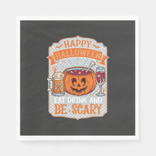 Gelukkig Halloween Eet Drink Wees Eng Pompoen Kete Servet
