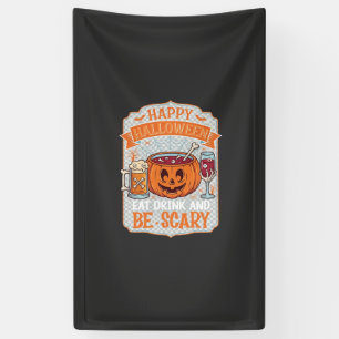Gelukkig Halloween Eet Drink Wees eng Pompoen Kete Spandoek