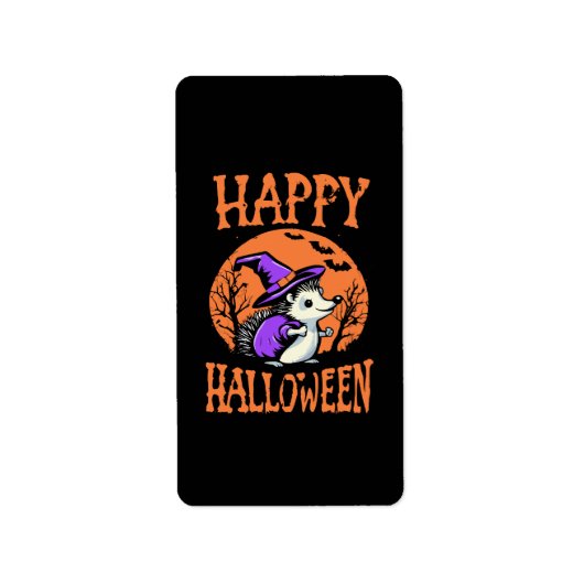 Gelukkig Halloween Egeltje Heks Etiket (Voorkant)