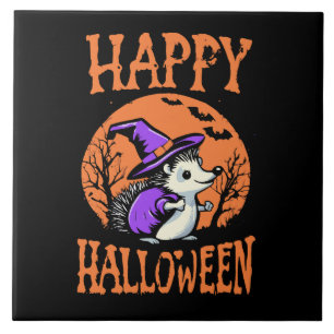 Gelukkig Halloween Egeltje Heks Tegeltje
