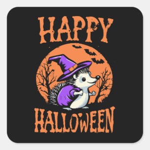 Gelukkig Halloween Egeltje Heks Vierkante Sticker