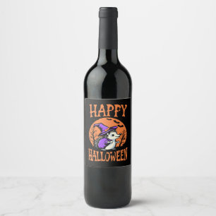 Gelukkig Halloween Egeltje Heks Wijn Etiket