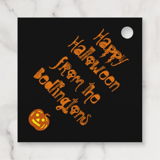 Gelukkig Halloween eng label met aangepaste tekst (Achterkant)