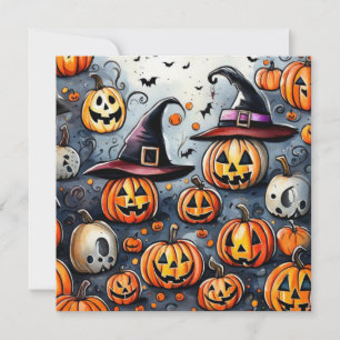 Gelukkig Halloween enge traktaties of trucs ontwer Kaart