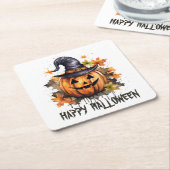 Gelukkig Halloween Evil Grinning Pumpkin Art Kartonnen Onderzetters (Schuin)