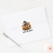 Gelukkig Halloween Evil Grinning Pumpkin Art Vierkante Sticker (Envelop)