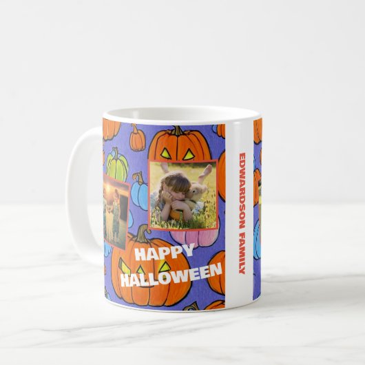 Gelukkig halloween familie foto collage monogram koffiemok (Voorkant links)