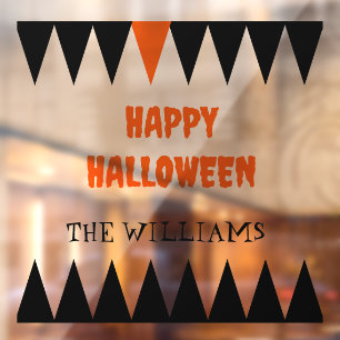 Gelukkig Halloween Familienaam Zwart Oranje Raamsticker