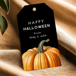 Gelukkig Halloween favoriet tag met grote pompoen Cadeaulabel
