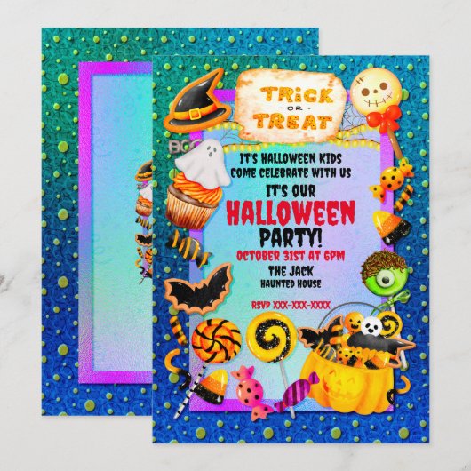 Gelukkig Halloween feest gevuld met trick-or-treat Bedankkaart (Voorkant / Achterkant)