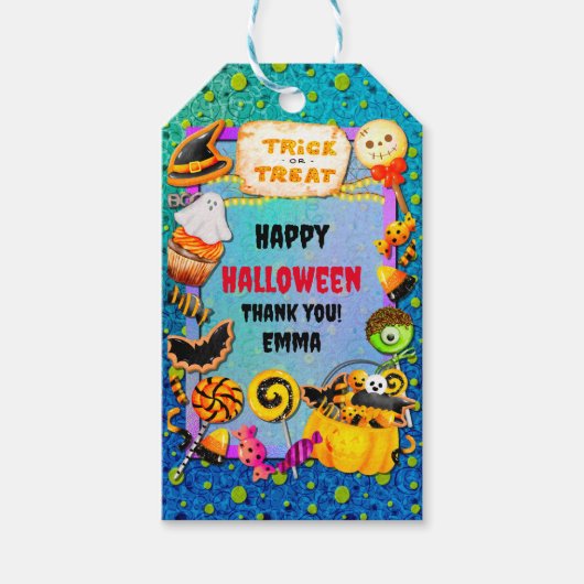 Gelukkig Halloween feest gevuld met trick-or-treat Cadeaulabel (Voorkant)