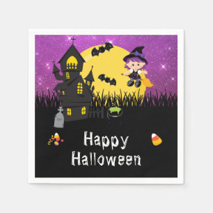Gelukkig Halloween Feest Heks Paars Servet
