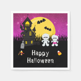 Gelukkig Halloween-feest Mumie Roze Servet