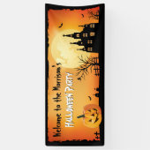 Gelukkig Halloween feest pompoen spookhuis Spandoek (Verticaal)