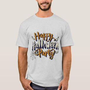 Gelukkig Halloween-feest Vintage spinnenweb-typogr T-shirt
