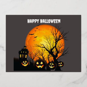 Gelukkig Halloween Folie Vakantie Postkaart Feestdagen Briefkaart