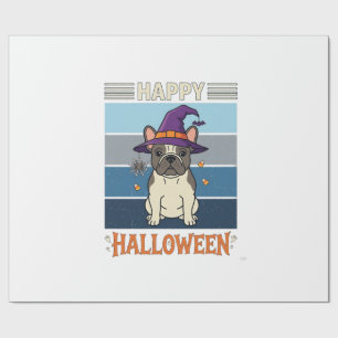 Gelukkig Halloween Franse Bulldog Heks Spinnenweb Cadeaupapier