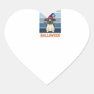 Gelukkig Halloween Franse Bulldog Heks Spinnenweb Hart Sticker