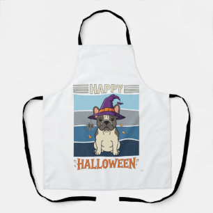 Gelukkig Halloween Franse Bulldog Heks Spinnenweb  Schort