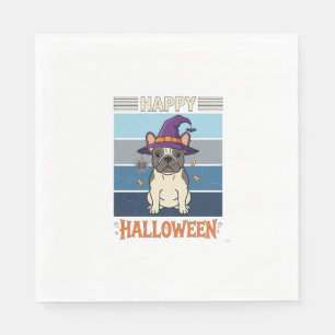 Gelukkig Halloween Franse Bulldog Heks Spinnenweb Servet