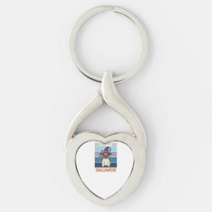 Gelukkig Halloween Franse Bulldog Heks Spinnenweb Sleutelhanger