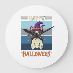 Gelukkig Halloween Franse Bulldog Heks Spinneweb C Grote Klok