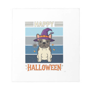 Gelukkig Halloween Franse Bulldog Heks Spinneweb C Notitieblok