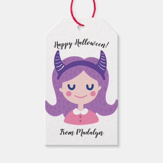 Gelukkig Halloween Fun Vampire Meisje Cadeaulabel (Voorkant)