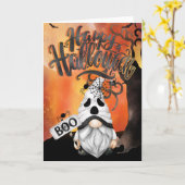 Gelukkig Halloween Geest Boo Kabouter Kaart (Gele Bloem)