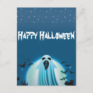 gelukkig Halloween geest in de nacht Briefkaart