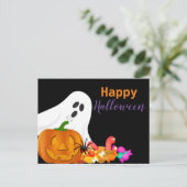 Gelukkig Halloween Geest Jack O Lantern Kinderen Feestdagenkaart (Staand voorkant)